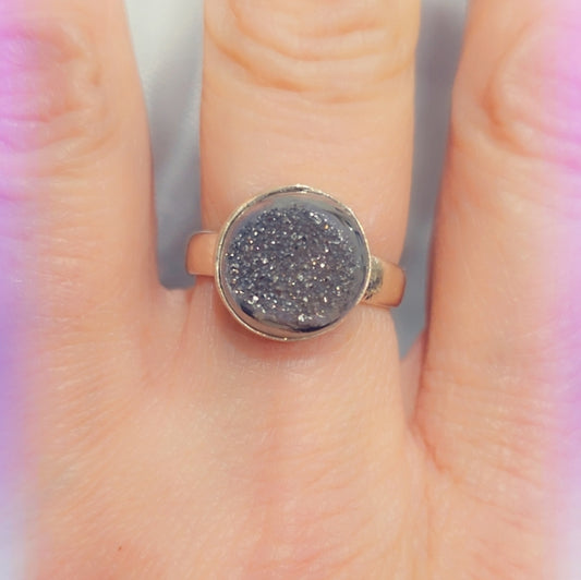 Druzy Sterling Gemstone Ring Sz. 7