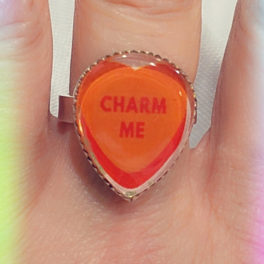 Glass Crystal Charm Me Sterling Gemstone Ring