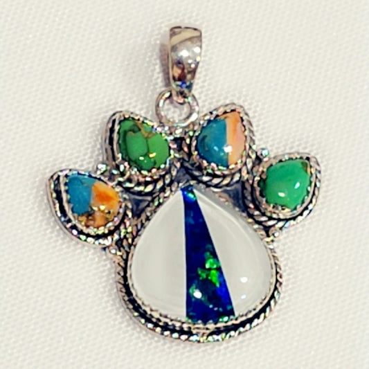 Opal & Spiny Oyster Gemstone Pendant