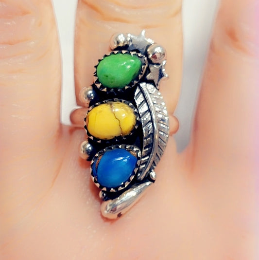 Multi Stone Turquoise Sterling Gemstone Ring