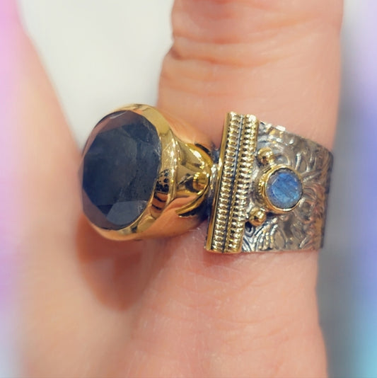 Faceted Labradorite Sterling Gemstone Ring