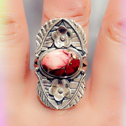 Rose Dahlia Sterling Silver Gemstone Ring