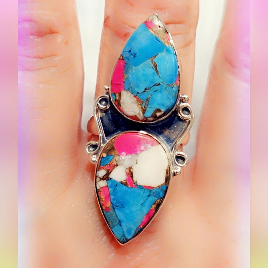 Cotton Candy Turquoise Sterling Gemstone Ring