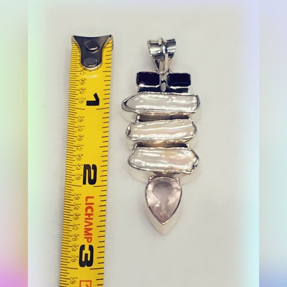 Mother Of Pearl Sterling Silver Gemstone Pendant