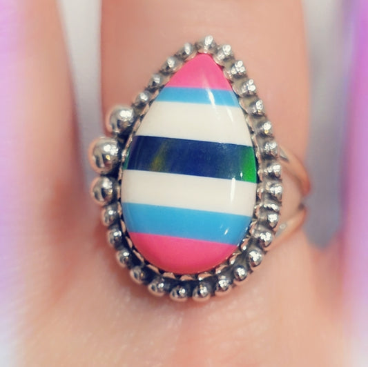 Opal Sterling Gemstone Ring Sz. 7 1/2