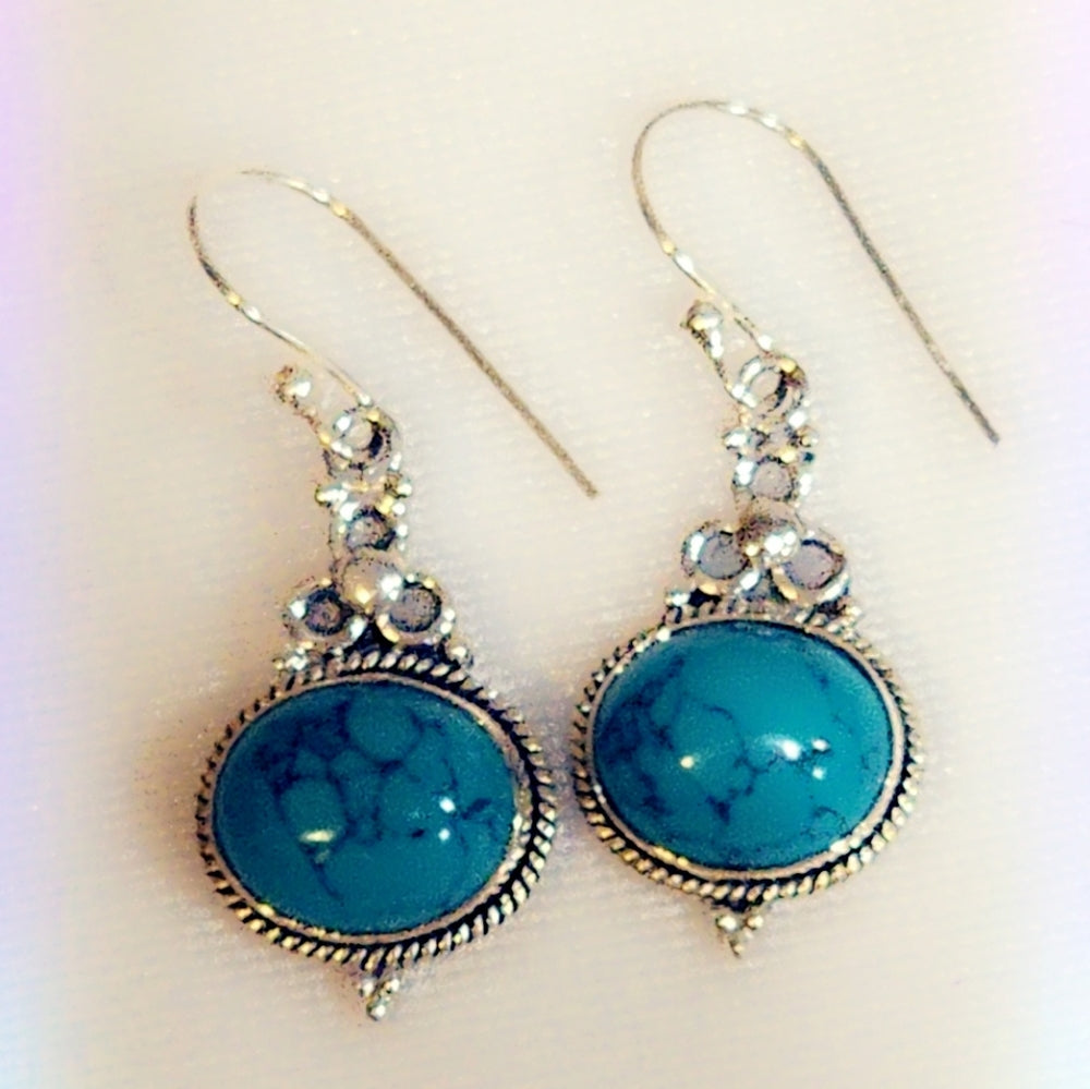 Turquoise Sterling Silver Gemstone Dangle Earrings