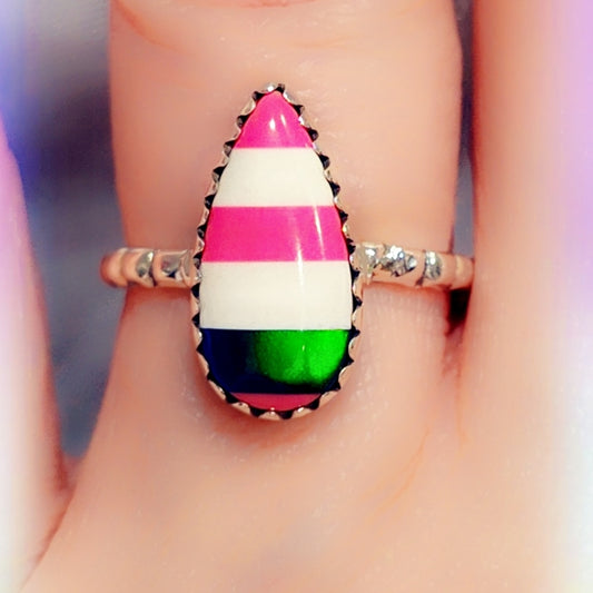 Opal Sterling Gemstone Ring Sz. 7