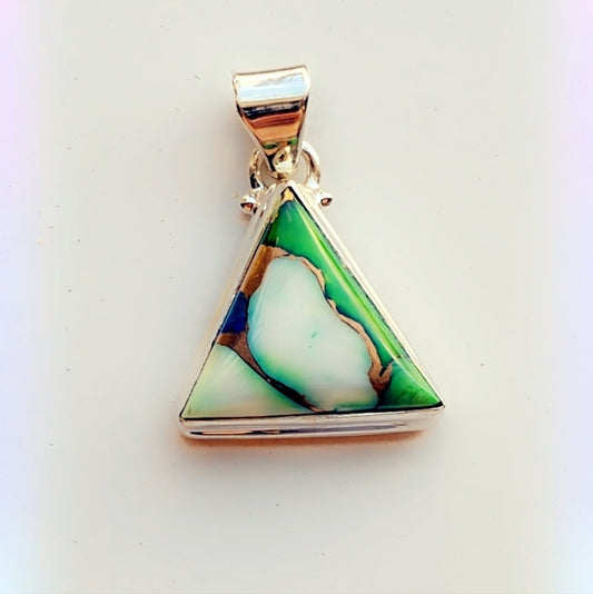 Peacock Dahlia Turquoise Sterling Gemstone Pendant