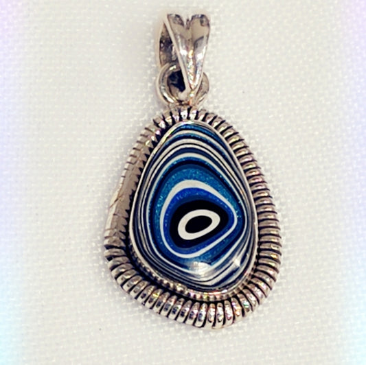 Fordite Sterling Silver Pendant