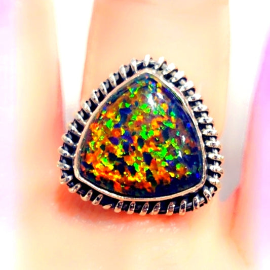 Fire Opal Sterling Gemstone Ring