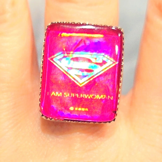 Glass Crystal Super Woman Sterling Gemstone Ring
