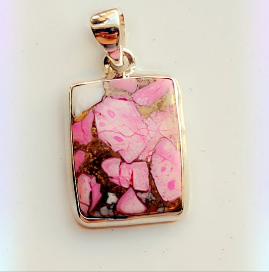 Pink Spiny Turquoise Sterling Gemstone Pendant