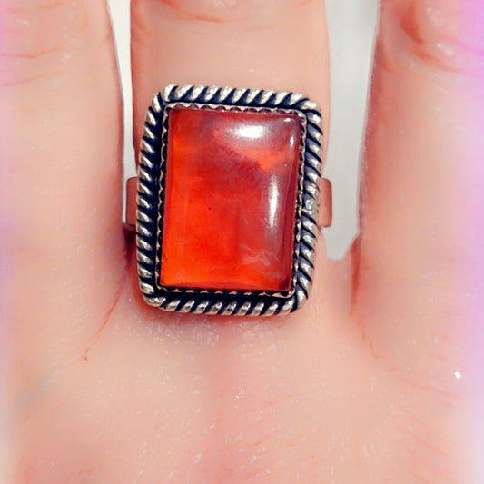 Fire Red Cubic Zirconia Sterling Gemstone Ring