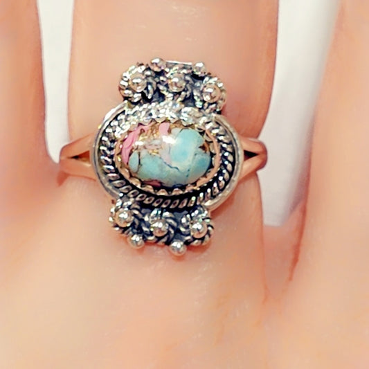 Cotton Candy Turquoise Sterling Gemstone Ring