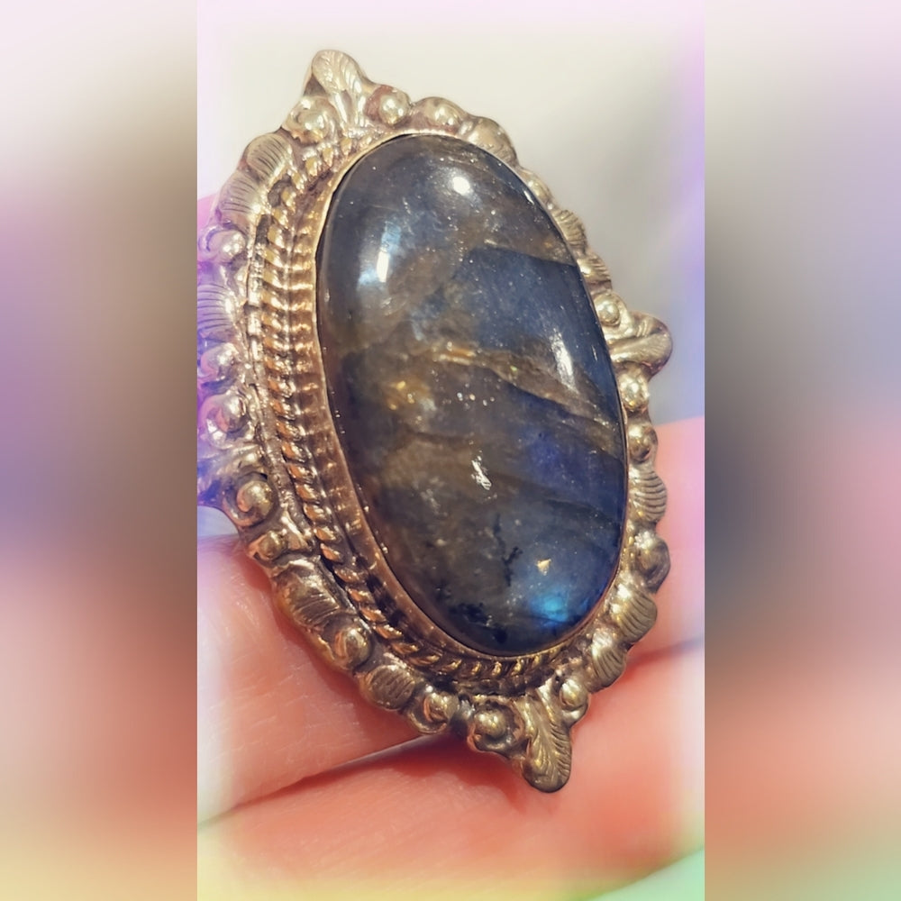 Labradorite Handcrafted Tibetan Ring