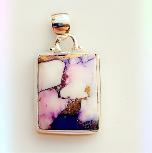 Pink Spiny Turquoise Sterling Gemstone Pendant