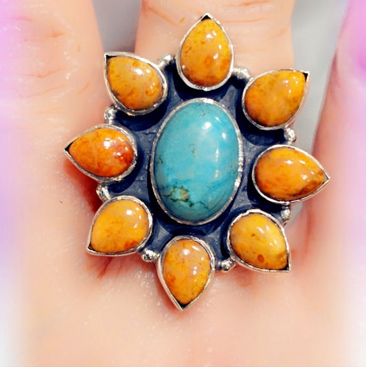 Turquoise Multi Stone Sterling Gemstone Ring