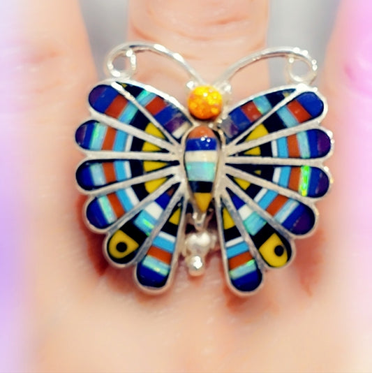 Opal & Turquoise Sterling Silver Gemstone Ring
