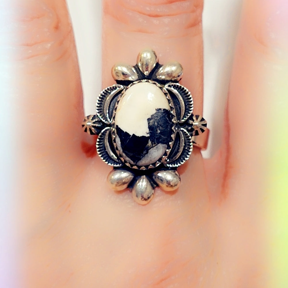 White Buffalo Turquoise Sterling Gemstone Ring