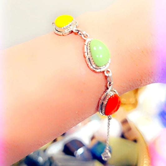 Rosarita (Gold Infused Glass) Sterling Gemstone Bracelet