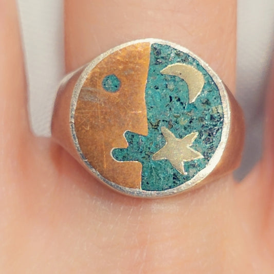 Mexican Sterling Celestial Vintage Ring