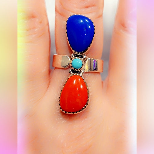 Rosarita (Gold Infused Glass) Sterling Gemstone Ring