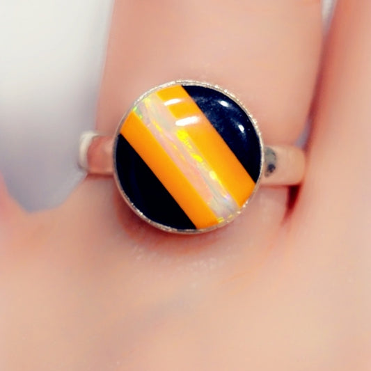 Opal Sterling Gemstone Ring Sz. 7 1/2