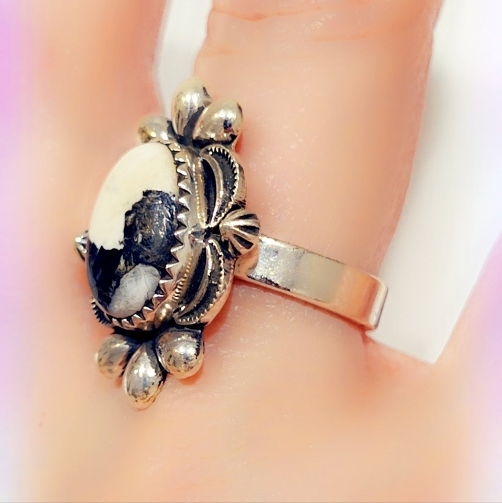 White Buffalo Turquoise Sterling Gemstone Ring