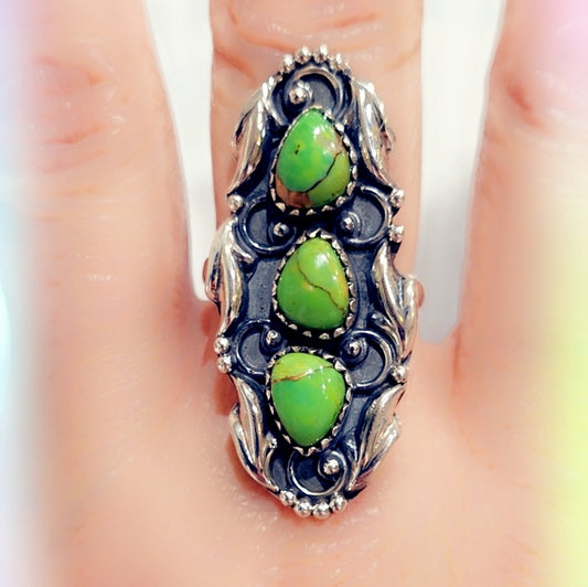 Green Apple Mojave Turquoise Sterling Gemstone Ring